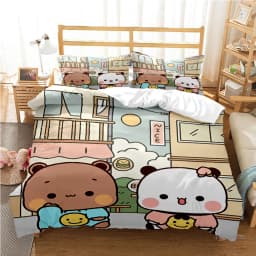 Cute Bubu Dudu Cartoon Bear Panda Duvet Cover Kawaii Bedding Sets Soft Quilt Cover and Pillowcases Single/Double/Queen/King Kids