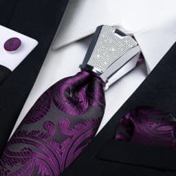 DiBanGu Business Plaid Black Solid Luxury Elegant Silk Ties for Men Designer Tie Buckle Handkerchief Cufflinks Wedding Accessory