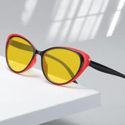 Retro Cat-Eye Night Vision Anti-Blue Light Glasses Red & Orange Lenses Men's & Women's Computer Gaming Protective Eyewear