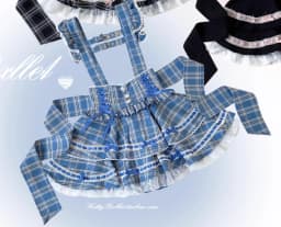 Japanese Mine Style Sweet Versatile Suspender Skirts Lace Splicing Flying Sleeve Bow Heart Button High Waist Plaid Skirt Women