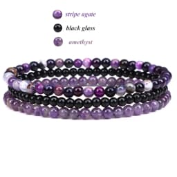 3pcs/Set Natural Stone Beaded Bracelet 4mm Lapis Lazuli Agat Bead Bracelets Couple Yoga Mini Bracelet for Men Women Jewelry Gift