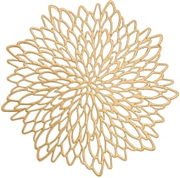 Set of 4 Table Mat Leaf Golden PVC Placemat Hollow Insulation Coaster Pads Table Bowl Home Christmas Modern Style Decor