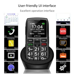 LTE 4G Senior Mobile Phone Artfone C1+ With Charging Dock Big Keypad For Elderly Single Sim One Key SOS FM 1400mAh Bar CellPhone