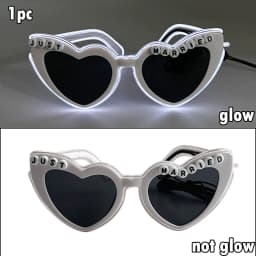 White Just Married LED Luminous Glasses Heart Shaped EL Neon Decorative Glasses Engagement Wedding Bridal Shower Props