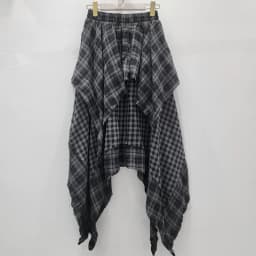 DEAT Fashion New Items Irregular Plaid Patchwork Pleated A-line Skirts For Women High Elastic Waist Mid-length Skirt 11A06244
