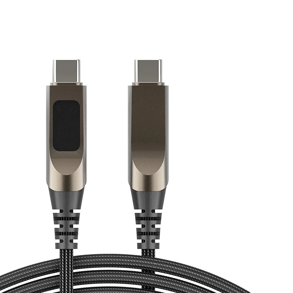 Digital Display USB C to USB C Cable 5A Type C to Type C Nylon Braided Data Cord PD Fast Charging for iPhone15 16 Samsung Xiaomi