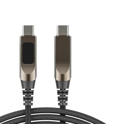 Digital Display USB C to USB C Cable 5A Type C to Type C Nylon Braided Data Cord PD Fast Charging for iPhone15 16 Samsung Xiaomi