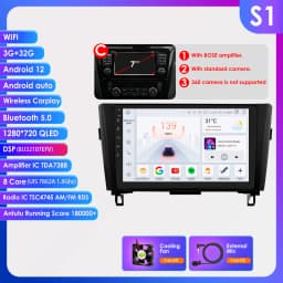 Hizpo 2Din Android 13 for Nissan Rogue X-Trail X Trail 3 T32 2013 - 2017 Qashqai 2 J11 Car Radio Multimedia GPS Carplay Auto DSP