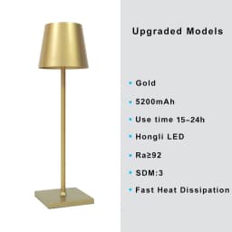 Rechargeable 3 Color Stepless Dimming Desk Lamp 5000mAh Portable LED Desk Lamp for Restaurant Bedroom Bars Home Patio Outdoor