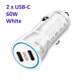 MZX 60W Smart Car Charger PD Type C Quick Dual USB A Fast Charging 12V 12 V Volt Cigar Lighter Ultra QC Charge Mobile Cell Phone