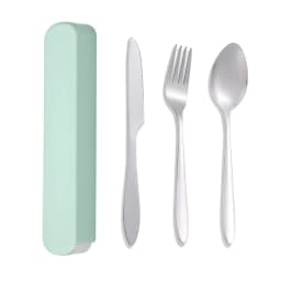 3pc Portable Suit Students Go to School Dining Suit His Knife and Fork Spoon with Receive a Case