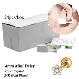 24pcs/Box Disposable Ear Piercing Gun Safe Ball Clasps Mini Daisy Crown Earring Piercer Machine Tool For Adult Kids Wholesale