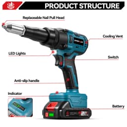 ONEVAN 25000N Brushless Electric Rivet Gun Cordless Rivet Nut Gun Drill Insert Automatic Riveting Tool For Makita 18V Battery Pin
