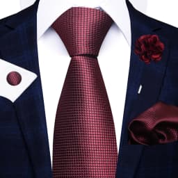 New Style 8 CM Red Paisley Tie Handkerchief Cufflink Pin Set For Men Necktie Clothing Accessories Wedding Gravatas Fit Party
