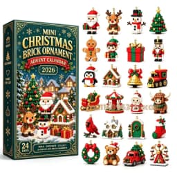 24-Day Mini Christmas Brick Ornament Advent Calendar,Unique Designs, Buildable Bricks, Hanging Loops Included, Holiday Countdown
