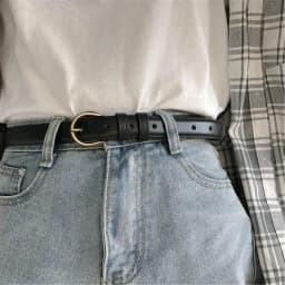 Black Wild Women Jeans Thin Belt Simple Silver Pin Buckle Pants Belts Female PU Leather Waist Strap Youth Students Waistband