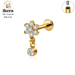 ASTM F136 Titanium Ear Cartilage Earrings Internal Thread 16G Hidden Helix Stud CZ Drape Chain Flat Back Tragus Piercing Jewelry
