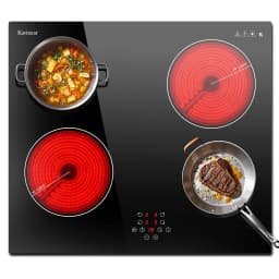 Karinear Ceramic Electric Hob 4 Zones, Built in 60cm with Slider Touch Control 6000W, Fuction with Safety Lock, No Plug, 230V