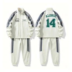 Aston Martin fan printed jacket set, windproof sports set, suitable for outdoor sports such as hiking, camping, fishing, etc