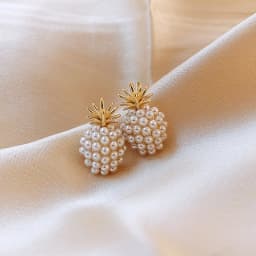 Imitation Pearl Mini Pineapple Earrings for Women Small Simple Korean Fashion Chic Jewelry Gifts 2024