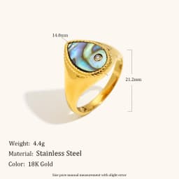 La. Muses Rainbow Abalone Shell Series Stainless Steel Women's Ring PVD Gold Plated Fashion Jewelry Accessories