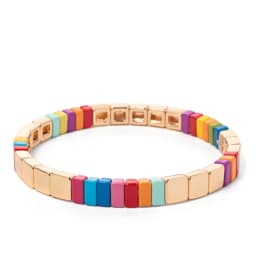 Wholesale Enamel Bracelets Set Gold Color Bangle For Women Colorful Beads Elastic Bracelets Handmade Beads Jewelry