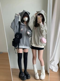 NiceMix Cutecore Jirai Kei Cat Ear Cute Oversized Hoodie Women Y2k Kawaii Zip Up Harajuku Худи Кофта