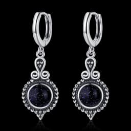 New Elegant Natural Kyanite S925 Silver Drop Earrings for Women Vintage Jewelry Wedding Engagement Hoop Earrings Gifts
