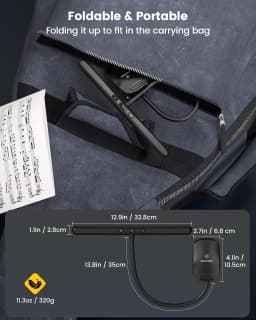Glocusent Foldable Long-Lasting Clip on Dimmable Brightness Adjustable Led Music Stand Light Piano Musical Sheet Lamp