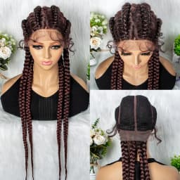32 inches Large Four Braid Lace Wig for Black Women Braided Wig Full Lace Box Braids Wig Women Synthetic Braided