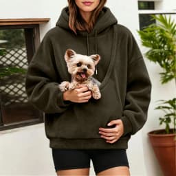 Unisex Fall And Winter Casual Fleece Solid Color Pet Pocket Hooded Sweatshirt Funny Pullover Women Sweatshirt