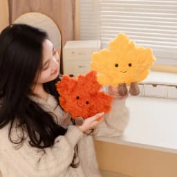 Kawaii Maple Leaf Plush Toy Cute Autumn Leaf Stuffed Plant Doll Soft Home Decor Cuddly Plushies Gift For Girl