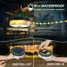 Solar Camping String Lights Waterproof Camping Lights with 8 Lighting Modes Rechargeable Outdoor Camp Lamp Portable Tent Lantern