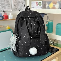Large capacity school backpack for girls Cherry pink peach rabbitt wavepointcutebackpacksforteengirlsTravelandplaygirlsbackpack