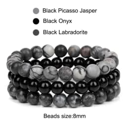 3Pcs/set 8mm Natural Stone Beads Bracelet Set Pink Zebra Rhodonite Moonstone Agates Hematite Bracelets For Women Men Jewelry