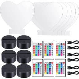 6 Sets DIY 3D Night LED Light Lamp Including 6 Light Display Stands And Clear Acrylic Sheets With Remote And USB Cables For Room