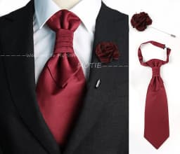 Newest Men's Soild Color Tie Brooch Set Red Ajustable NeckTie Luxury Gemstone Brooch Classic Suit Tuxedo Groom Wedding Accessory