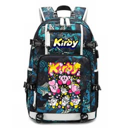Kirby Cartoon Print Student Backpack Large Capacity Travel School Bag for Kids Teens