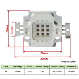 10W High Power LED Chip IR Infrared 730nm 850nm 940nm Emitter Light Lamp Matrix 730Nm 850Nm 940nm For DIY Night Vision Camera