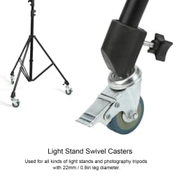 3pcs 22mm Swivel Caster Wheels Set for Photography Light Stand Tripod Studio Photo Video Shooting Locking Caster Set with Brake