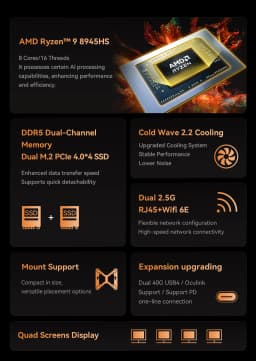 MINISFORUM UM890 Pro Mini PC AMD Ryzen 9 8945HS Windows 11 Mini Computer DDR5 32GB 1TB NVME SSD Oculink DP Wifi6e Gaming Mini PC