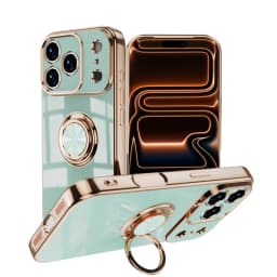 Plating Metal Ring Phone Case For iPhone 17 16 13 12 11 Pro Max Mini Silicone Cases For iPhone Air 15 14 Pro Max 16 Plus Cover