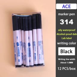 ACE 304 314 324T Dual Tip Quick Dry Oil Based Marker Pen for Lab Hospital Use Resistant to 75% Alcohol Professional Marking Tool