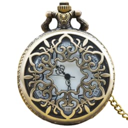Retro Bronze Steampunk Openwork Flower Flip Quartz Boys' And Girls' Necklace Commemorative Pocket Watch