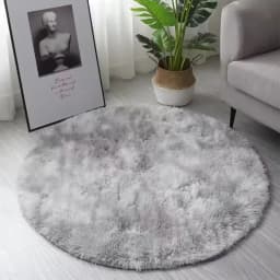 VIKAMA Tie-dye Plush Round Carpet Mat Fluffy Round Rugs For Girls Bedroom Soft Shaggy White Carpet Home Decor Kids' Room Mat