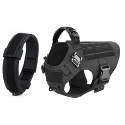 Dog Harness Collar Set Adjustable Tactical Dog Vest Harness And Durable Nylon Dog Collar Combo For Small Medium Large Dogs Outdoor Walking Training