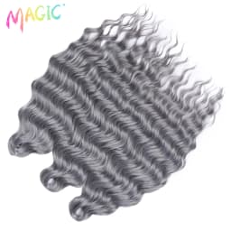 Magic 24Inch 3PCS Loose Wave Synthetic Crochet Hair Bundles Copper Red Heat Resistant Hair Extensions For Women Braiding Styling