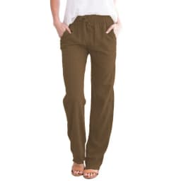 Spring and summer new solid color cotton and linen drawstring loose casual wide leg pants