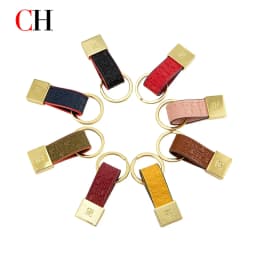CH Embossed Monogram Leather Keychain Gold Plated Key Ring Luxury Stylish Key Holder Gift Daily Use Fashion Accessory Trendy