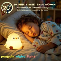 Penguin Nursery Night Light, LED Squishy Silicone Lamp, 2 Levels Dimmable Bedroom Nightlight Touch Lights, Dorm Decor Lamps